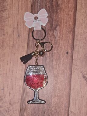 Crystal Wine Glass Keychain Nwt